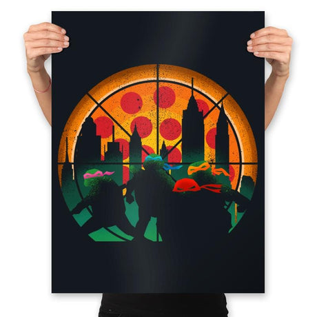 TMNT - Slices of City Adventure - Prints Posters RIPT Apparel 18x24 / Black