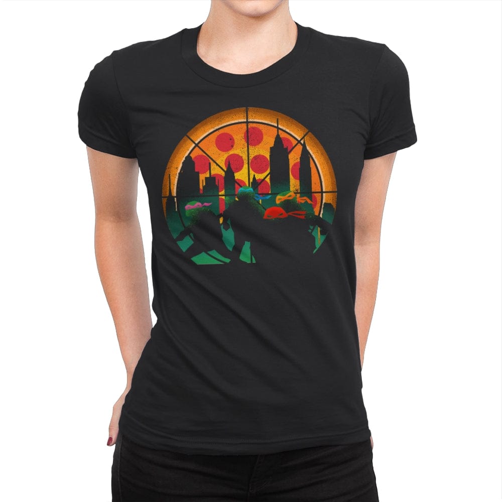 TMNT - Slices of City Adventure - Womens Premium T-Shirts RIPT Apparel Small / Black