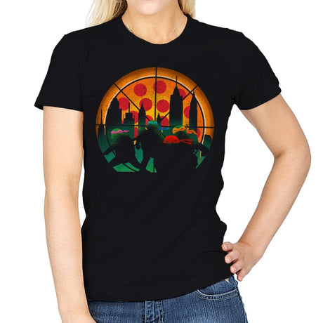 TMNT - Slices of City Adventure - Womens T-Shirts RIPT Apparel Small / Black