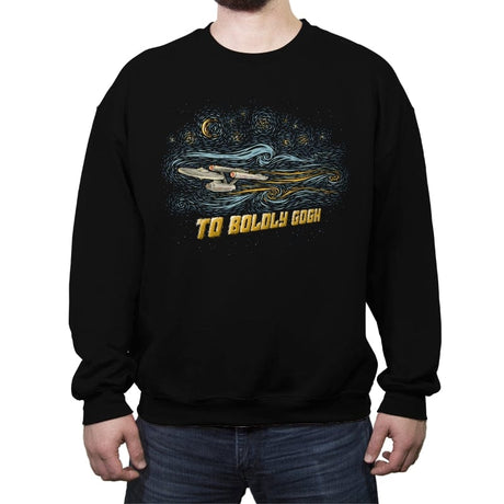To Boldly Gogh - Crew Neck Sweatshirt Crew Neck Sweatshirt RIPT Apparel Small / Black