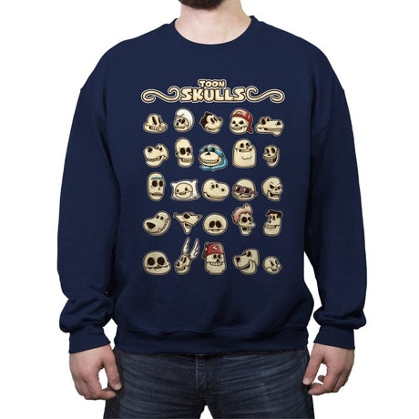 Toon Skulls - Crew Neck Sweatshirt Crew Neck Sweatshirt RIPT Apparel Small / Navy