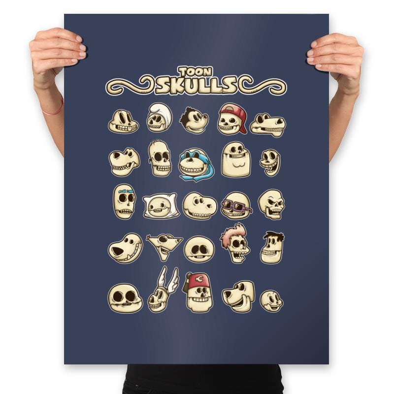 Toon Skulls - Prints Posters RIPT Apparel 18x24 / Navy