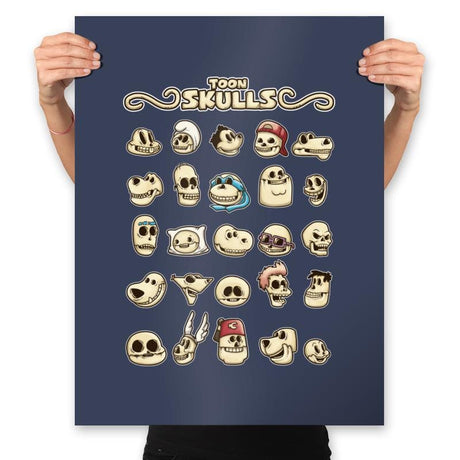 Toon Skulls - Prints Posters RIPT Apparel 18x24 / Navy