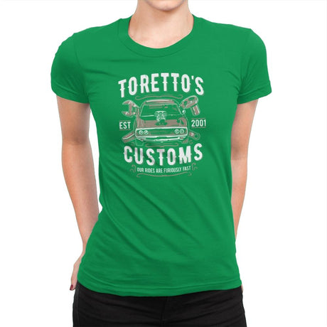 Toretto's Customs Exclusive - Womens Premium T-Shirts RIPT Apparel Small / Kelly Green