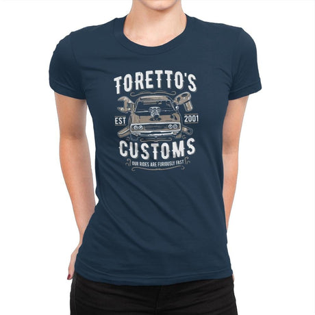 Toretto's Customs Exclusive - Womens Premium T-Shirts RIPT Apparel Small / Midnight Navy