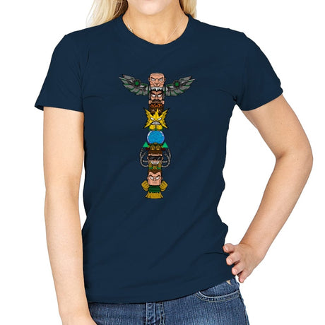 Totem of Villains - Womens T-Shirts RIPT Apparel Small / Navy