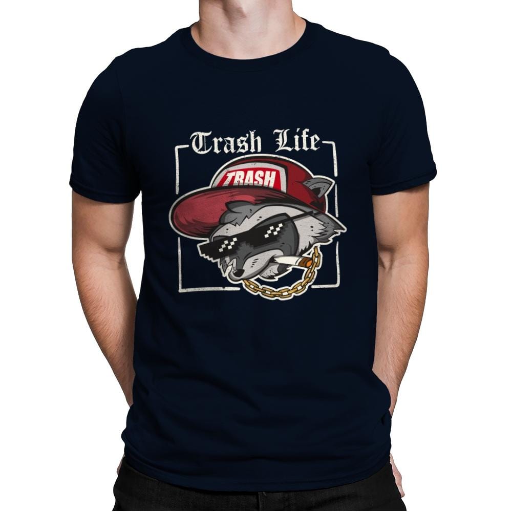 Trash Life Raccoon - Mens Premium T-Shirts RIPT Apparel Small / Midnight Navy