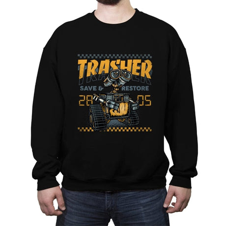 Trasher Save and Restore - Crew Neck Sweatshirt Crew Neck Sweatshirt RIPT Apparel Small / Black