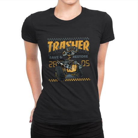 Trasher Save and Restore - Womens Premium T-Shirts RIPT Apparel Small / Black