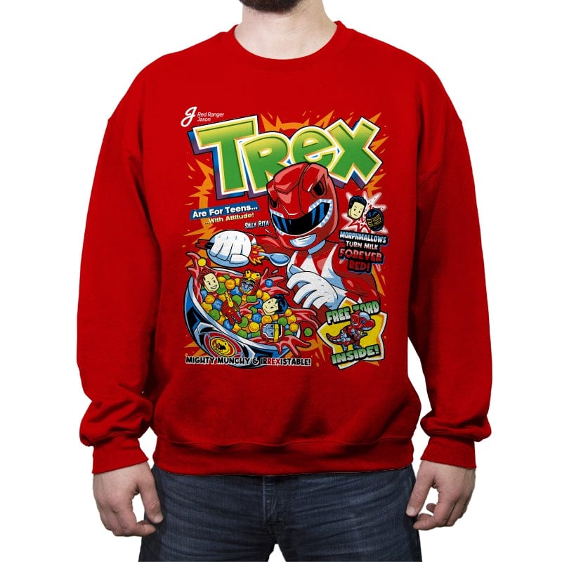 TRex Cereal - Crew Neck Sweatshirt Crew Neck Sweatshirt RIPT Apparel Small / Red