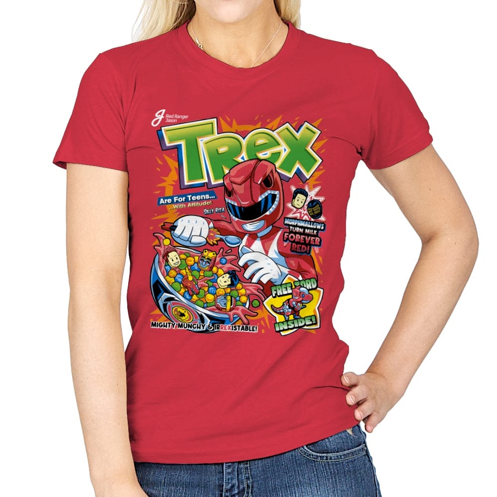 TRex Cereal - Womens T-Shirts RIPT Apparel Small / Red