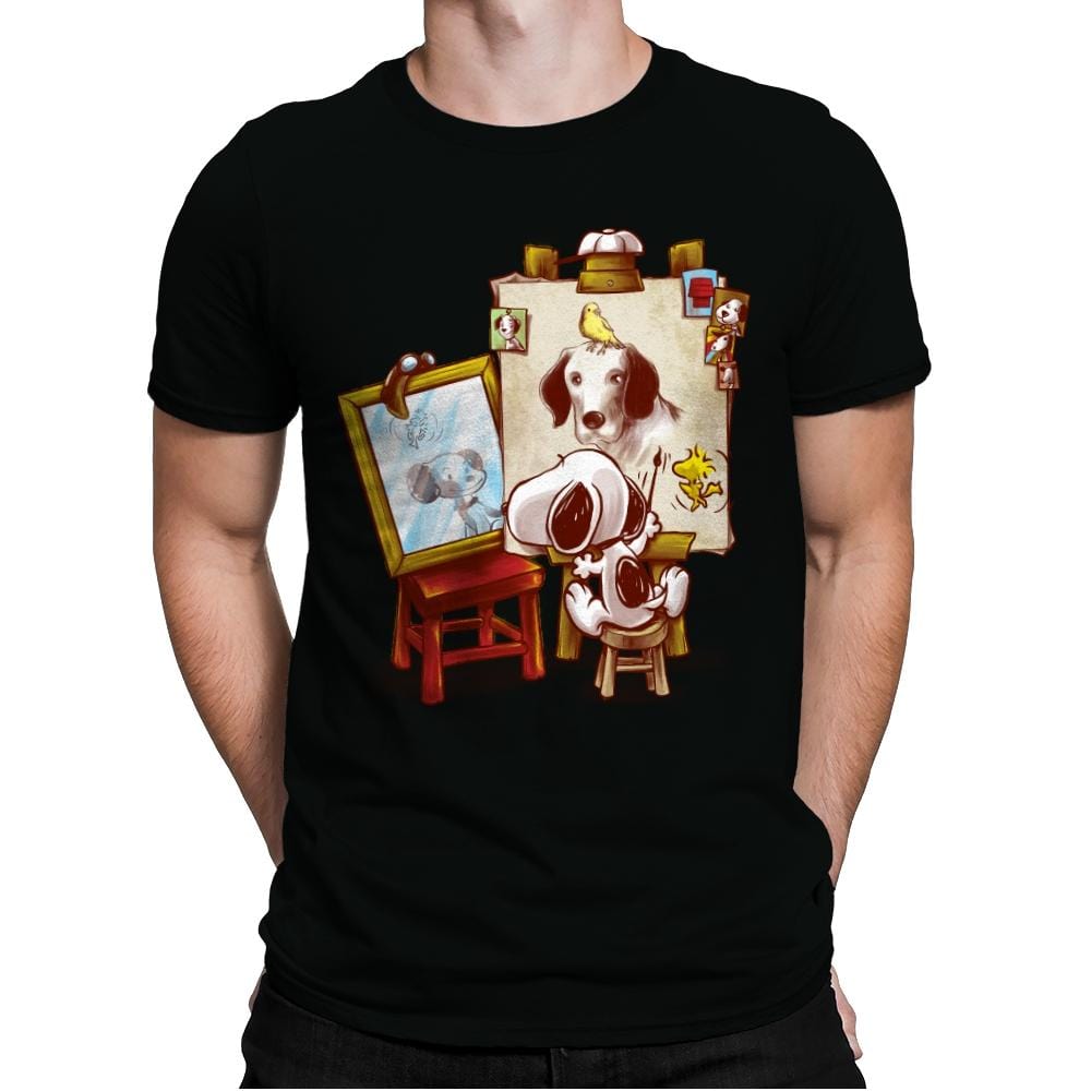 Triple Beagle Portrait - Art Attack - Mens Premium T-Shirts RIPT Apparel Small / Black