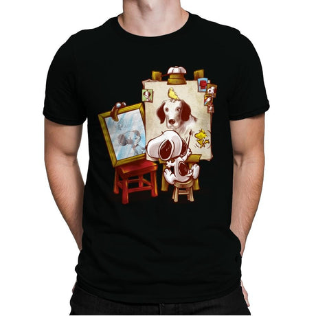Triple Beagle Portrait - Art Attack - Mens Premium T-Shirts RIPT Apparel Small / Black