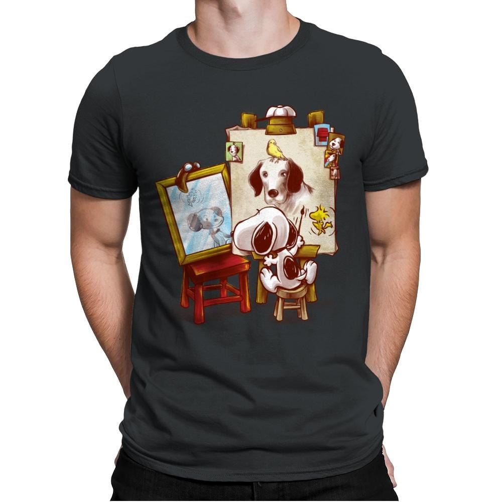 Triple Beagle Portrait - Art Attack - Mens Premium T-Shirts RIPT Apparel Small / Heavy Metal