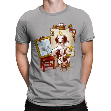 Triple Beagle Portrait - Art Attack - Mens Premium T-Shirts RIPT Apparel Small / Light Grey