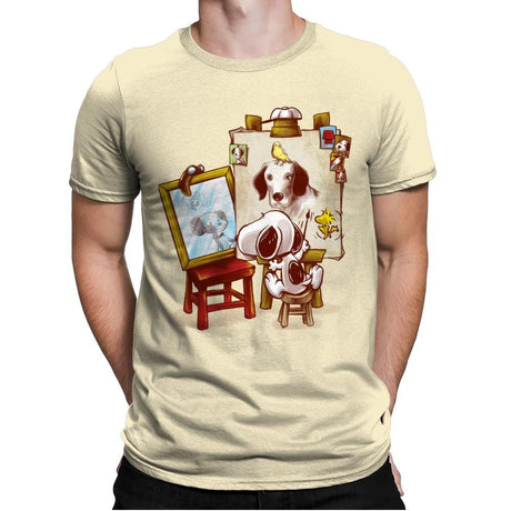 Triple Beagle Portrait - Art Attack - Mens Premium T-Shirts RIPT Apparel Small / Natural