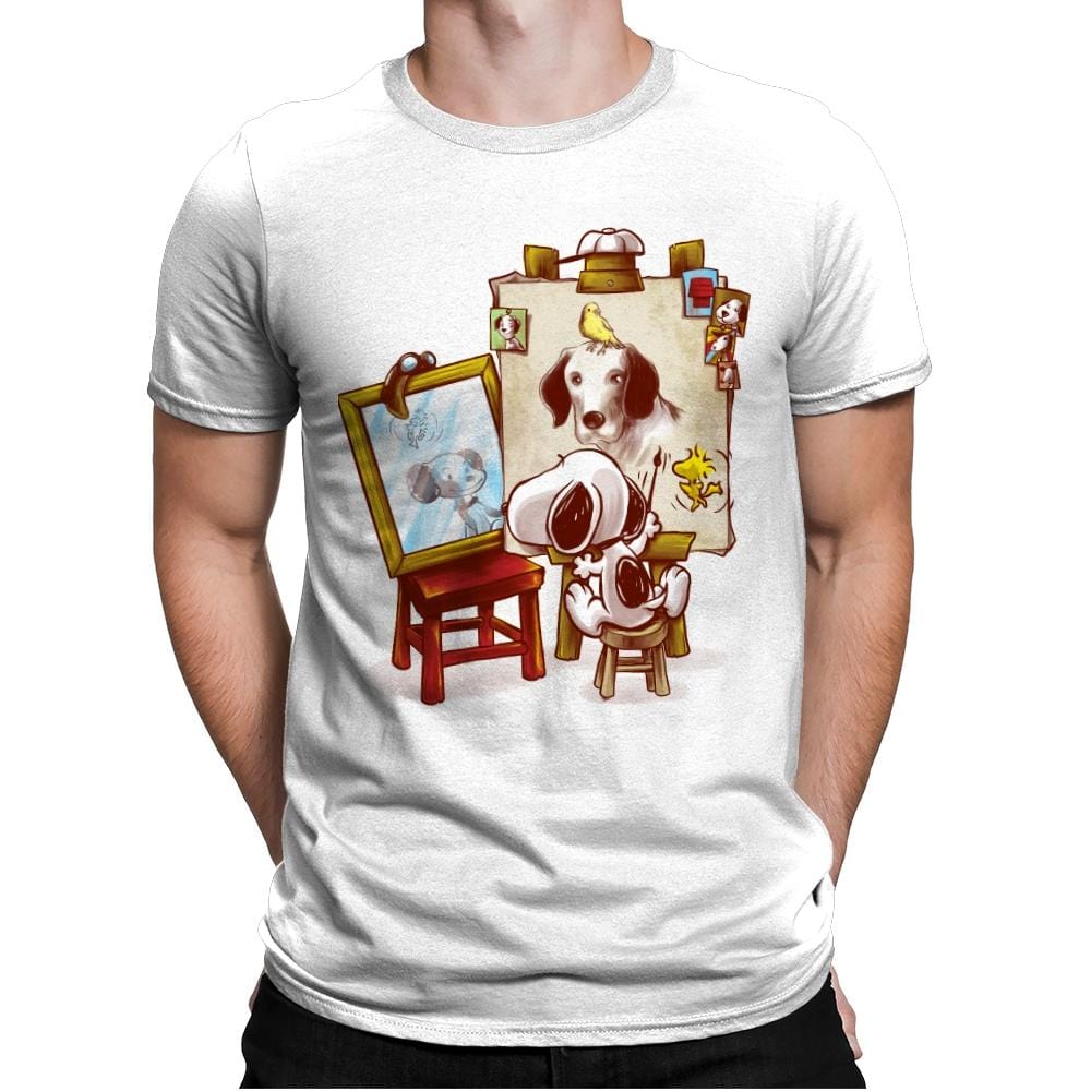 Triple Beagle Portrait - Art Attack - Mens Premium T-Shirts RIPT Apparel Small / White