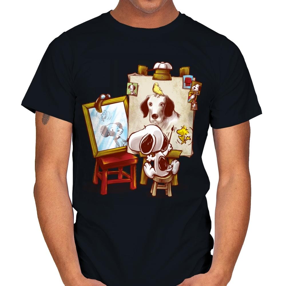 Triple Beagle Portrait - Art Attack - Mens T-Shirts RIPT Apparel Small / Black