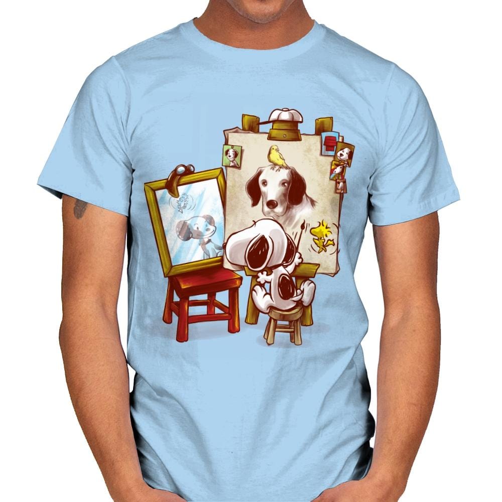 Triple Beagle Portrait - Art Attack - Mens T-Shirts RIPT Apparel Small / Light Blue