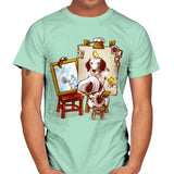 Triple Beagle Portrait - Art Attack - Mens T-Shirts RIPT Apparel Small / Mint Green