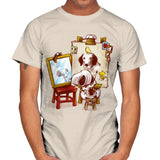 Triple Beagle Portrait - Art Attack - Mens T-Shirts RIPT Apparel Small / Natural