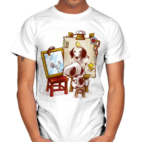 Triple Beagle Portrait - Art Attack - Mens T-Shirts RIPT Apparel Small / White