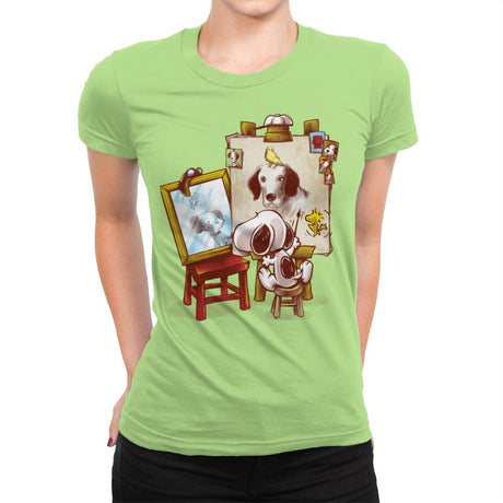 Triple Beagle Portrait - Art Attack - Womens Premium T-Shirts RIPT Apparel Small / Mint