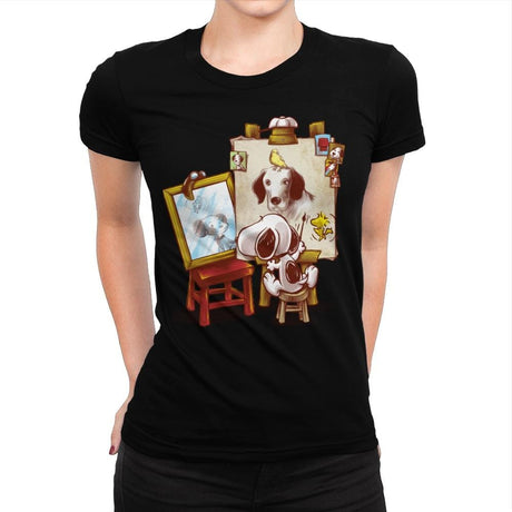 Triple Beagle Portrait - Art Attack - Womens Premium T-Shirts RIPT Apparel Small / Natural