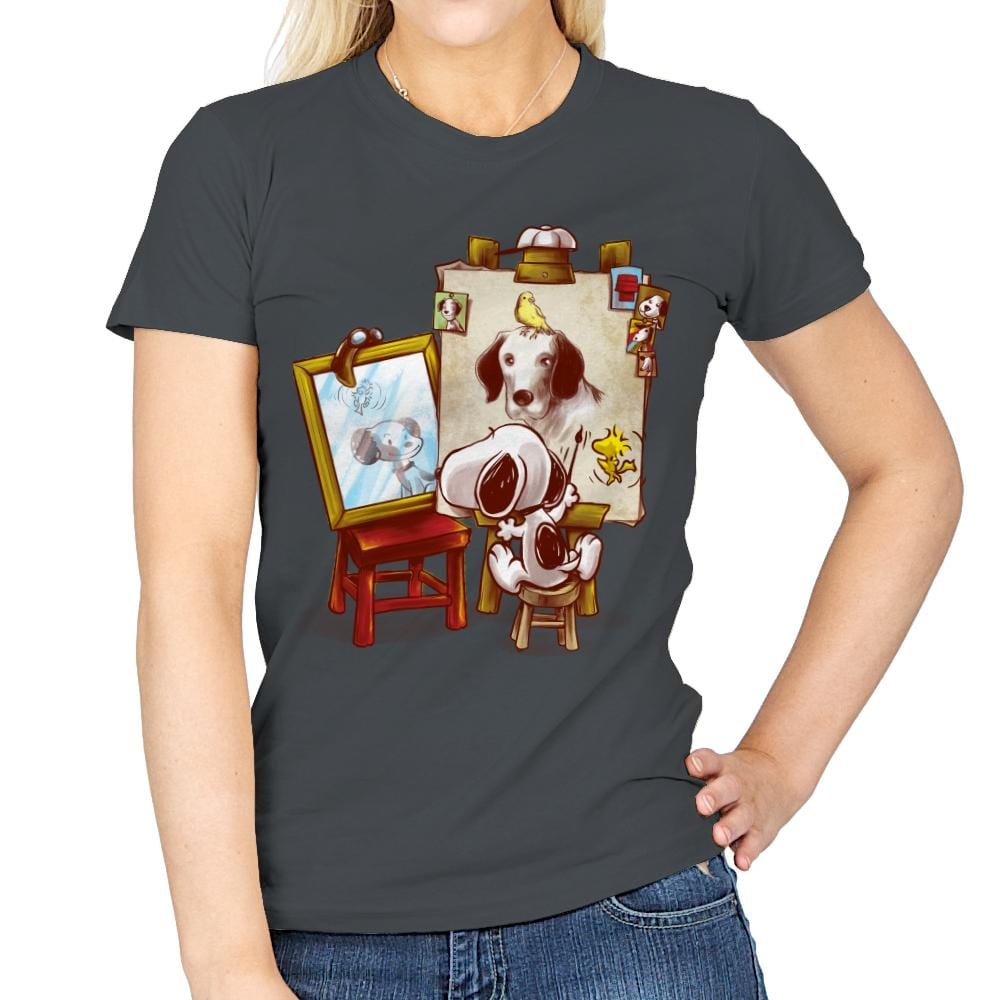 Triple Beagle Portrait - Art Attack - Womens T-Shirts RIPT Apparel Small / Charcoal