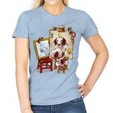 Triple Beagle Portrait - Art Attack - Womens T-Shirts RIPT Apparel Small / Light Blue