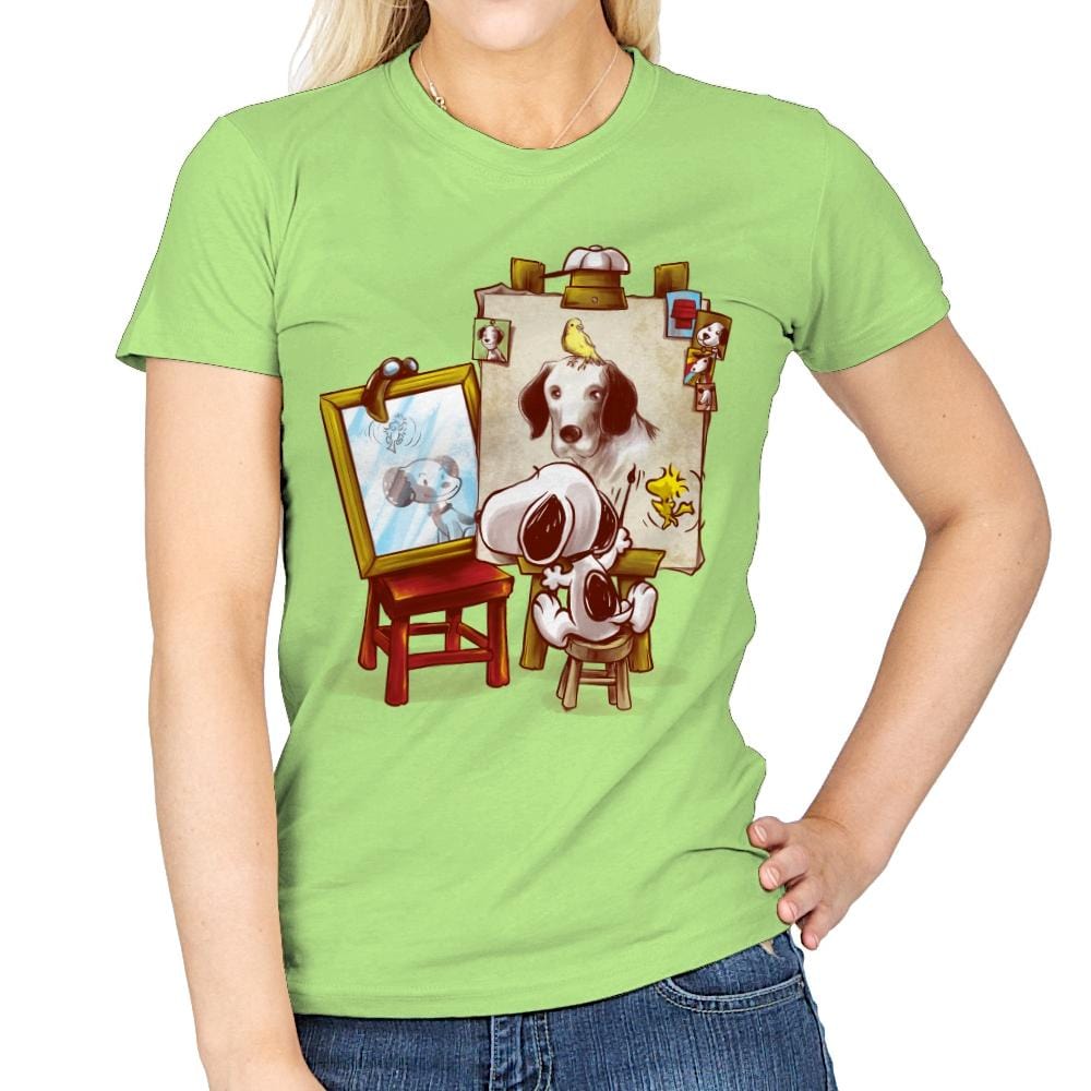 Triple Beagle Portrait - Art Attack - Womens T-Shirts RIPT Apparel Small / Mint Green