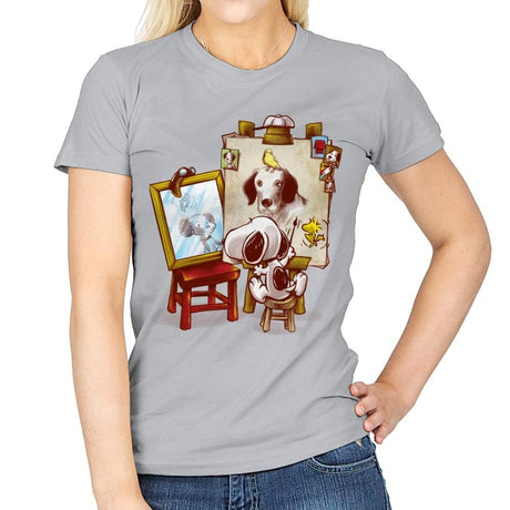 Triple Beagle Portrait - Art Attack - Womens T-Shirts RIPT Apparel Small / Sport Grey