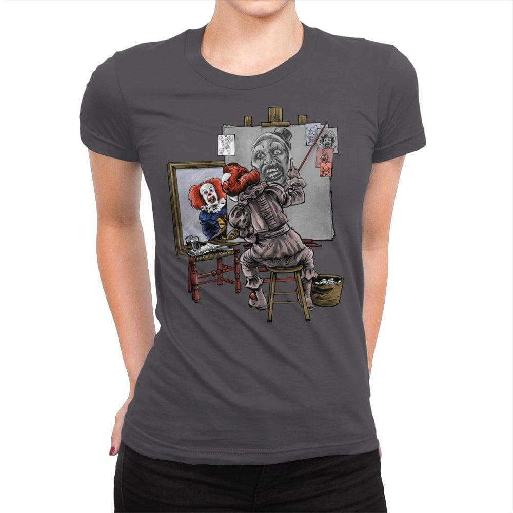 Triple Clown Portrait - Womens Premium T-Shirts RIPT Apparel Small / Heavy Metal