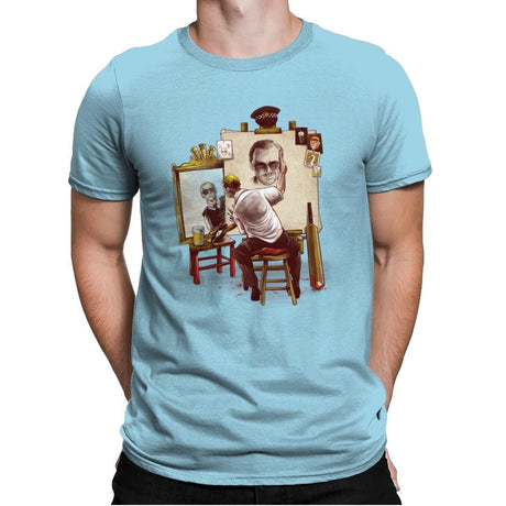 Triple Cornetto Portrait - Art Attack - Mens Premium T-Shirts RIPT Apparel Small / Light Blue