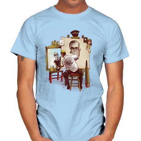 Triple Cornetto Portrait - Art Attack - Mens T-Shirts RIPT Apparel Small / Light Blue