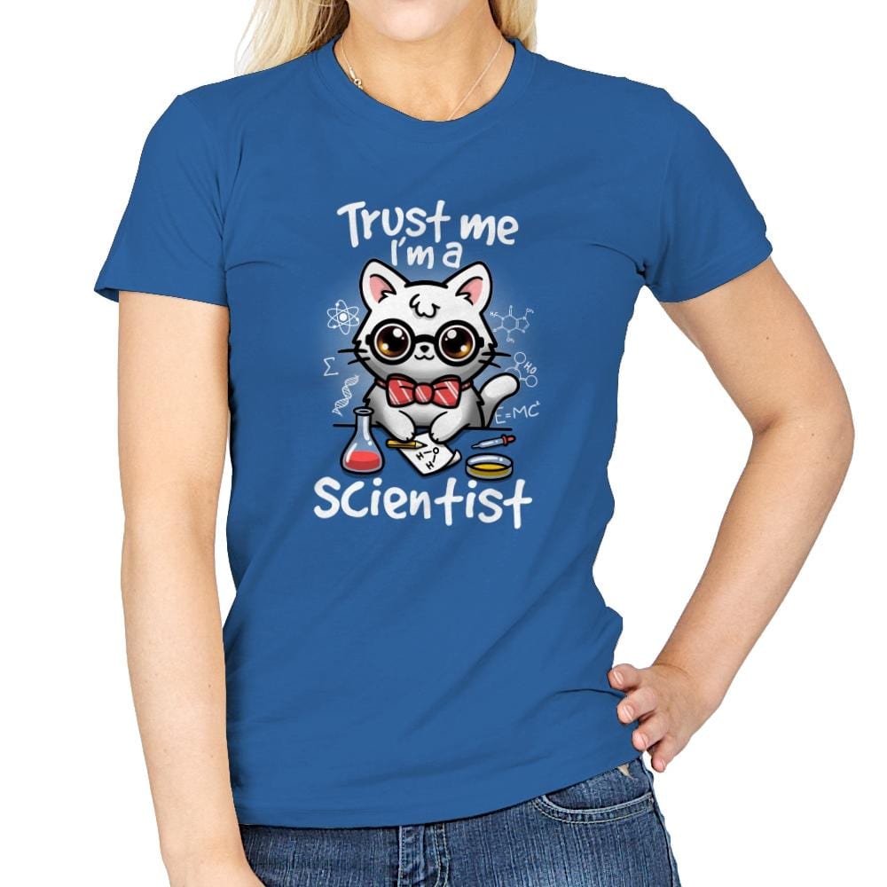 Trust a scientist cat - Womens T-Shirts RIPT Apparel Small / Royal