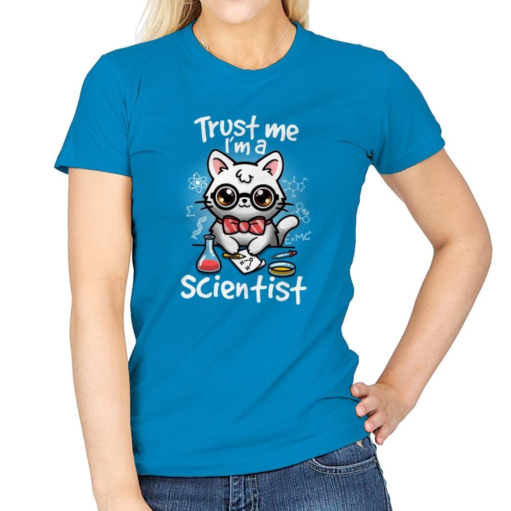 Trust a scientist cat - Womens T-Shirts RIPT Apparel Small / Sapphire