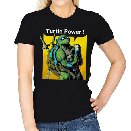 TURTLE POWER! - Womens T-Shirts RIPT Apparel Small / Black