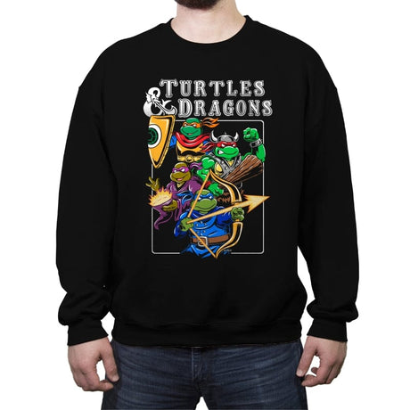 Turtles and Dragons - Crew Neck Sweatshirt Crew Neck Sweatshirt RIPT Apparel Small / Black