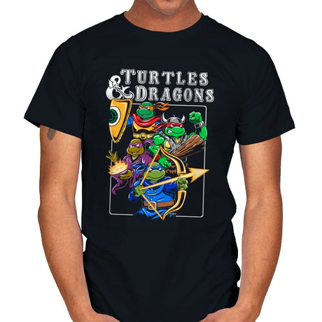 Turtles and Dragons - Mens T-Shirts RIPT Apparel Small / Black