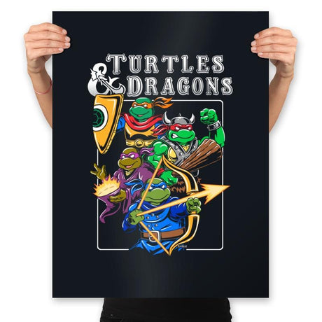 Turtles and Dragons - Prints Posters RIPT Apparel 18x24 / Black