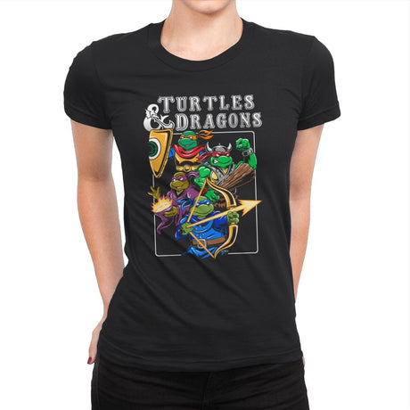 Turtles and Dragons - Womens Premium T-Shirts RIPT Apparel Small / Black