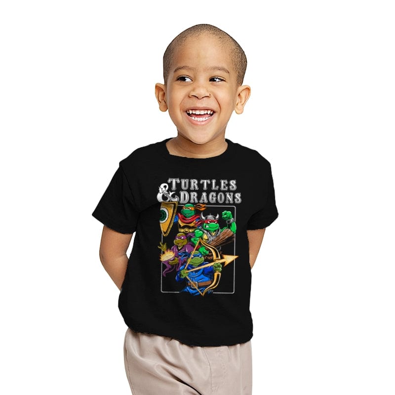 Turtles and Dragons - Youth T-Shirts RIPT Apparel X-small / Black