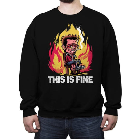 Tyler Loves Fire - Crew Neck Sweatshirt Crew Neck Sweatshirt RIPT Apparel Small / Black