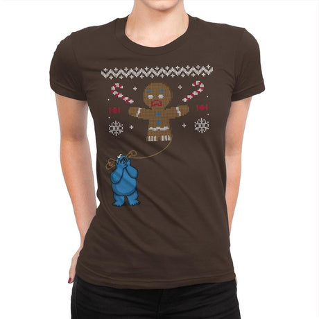 Ugly Cookie! - Ugly Holiday - Womens Premium T-Shirts RIPT Apparel Small / Dark Chocolate
