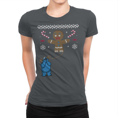 Ugly Cookie! - Ugly Holiday - Womens Premium T-Shirts RIPT Apparel Small / Heavy Metal
