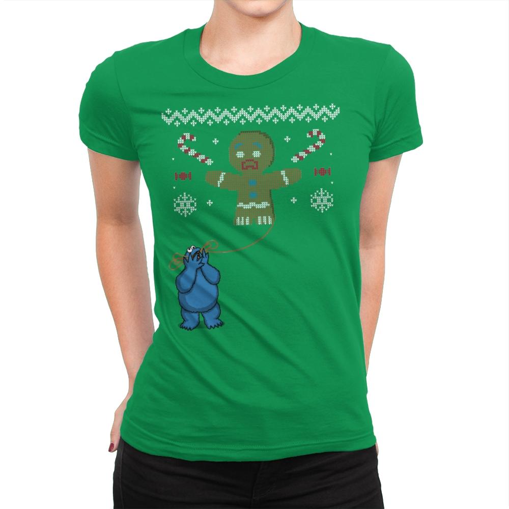 Ugly Cookie! - Ugly Holiday - Womens Premium T-Shirts RIPT Apparel Small / Kelly Green