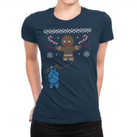 Ugly Cookie! - Ugly Holiday - Womens Premium T-Shirts RIPT Apparel Small / Midnight Navy