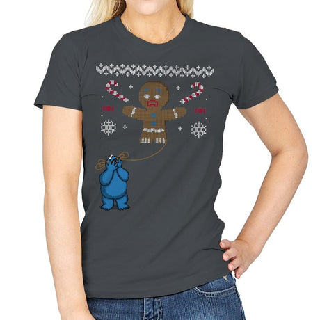 Ugly Cookie! - Ugly Holiday - Womens T-Shirts RIPT Apparel Small / Charcoal