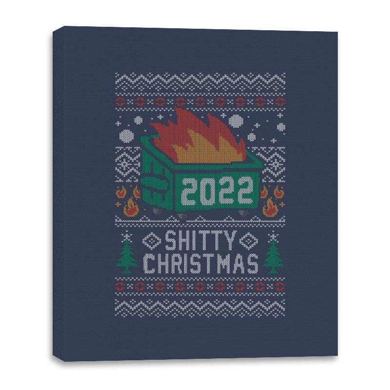 Ugly Sweater Shitty Christmas 2022 - Canvas Wraps Canvas Wraps RIPT Apparel 16x20 / Navy